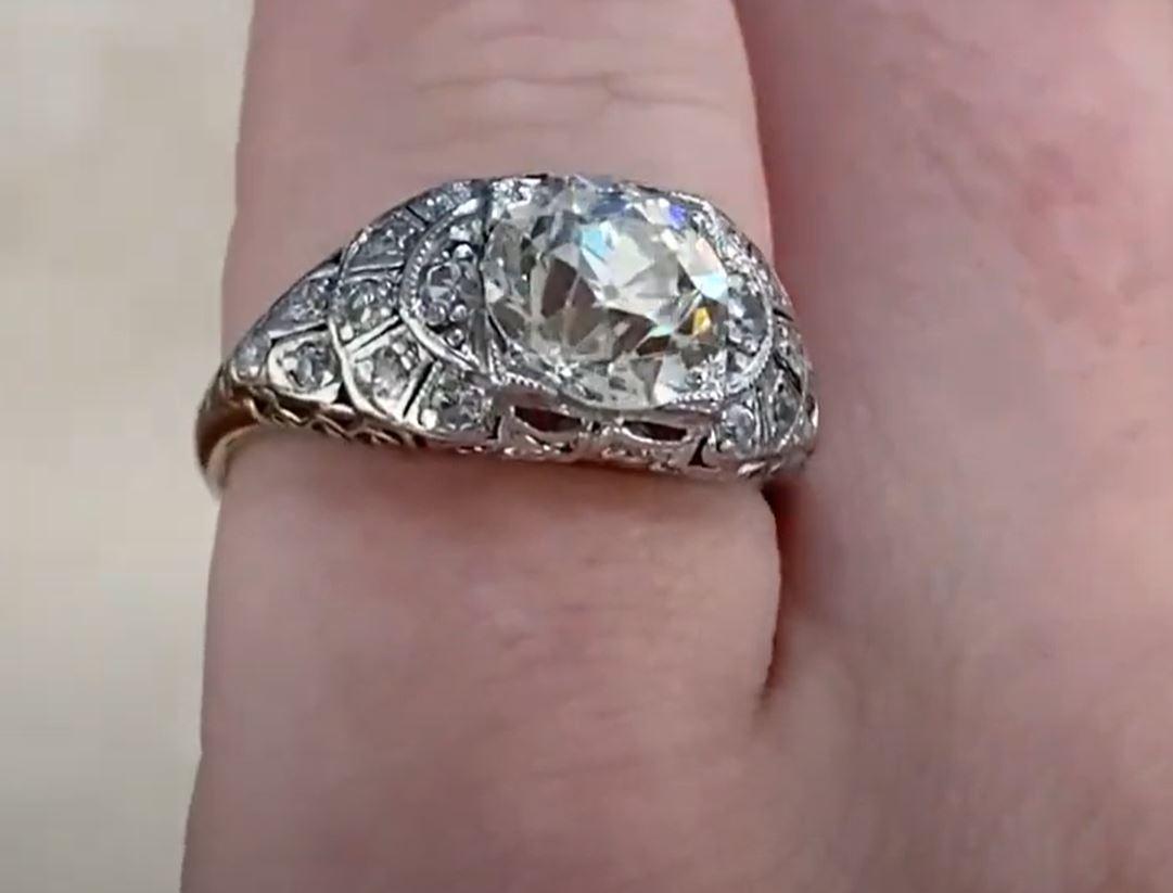 Antique GIA 1.71ct Old European Cut Diamond Engagement Ring, Platinum Circa 1920 For Sale 1