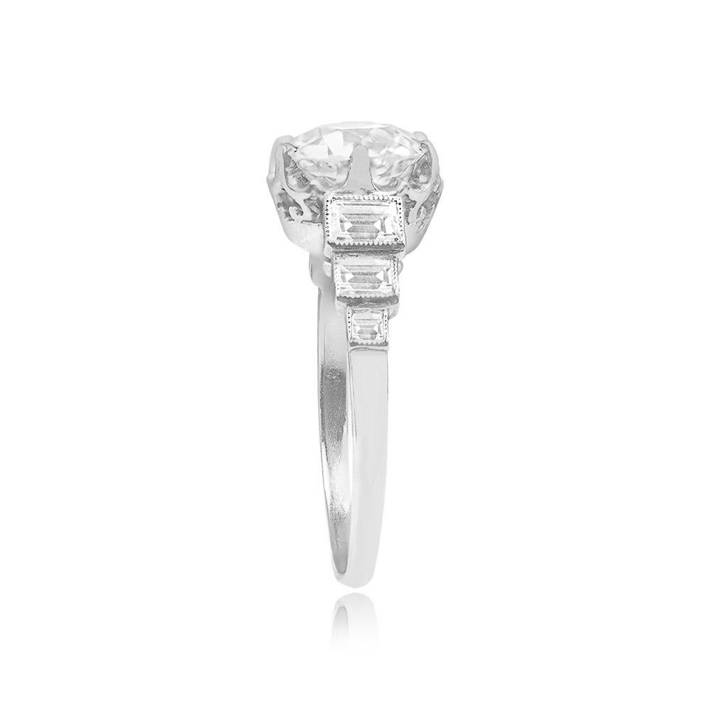 Art Deco Antique GIA 1.83ct Old European Cut Diamond Engagement Ring, Platinum For Sale