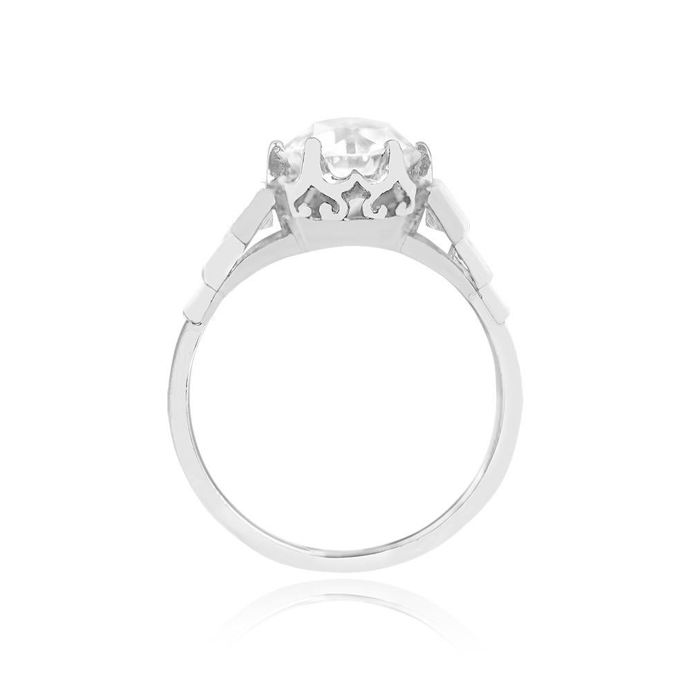 Antique GIA 1.83ct Old European Cut Diamond Engagement Ring, Platinum In Excellent Condition For Sale In New York, NY