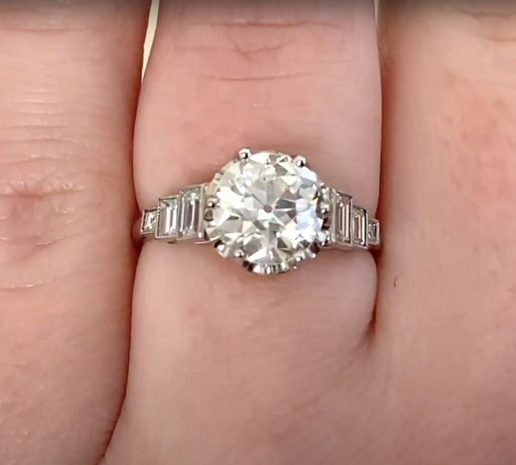 Women's Antique GIA 1.83ct Old European Cut Diamond Engagement Ring, Platinum For Sale