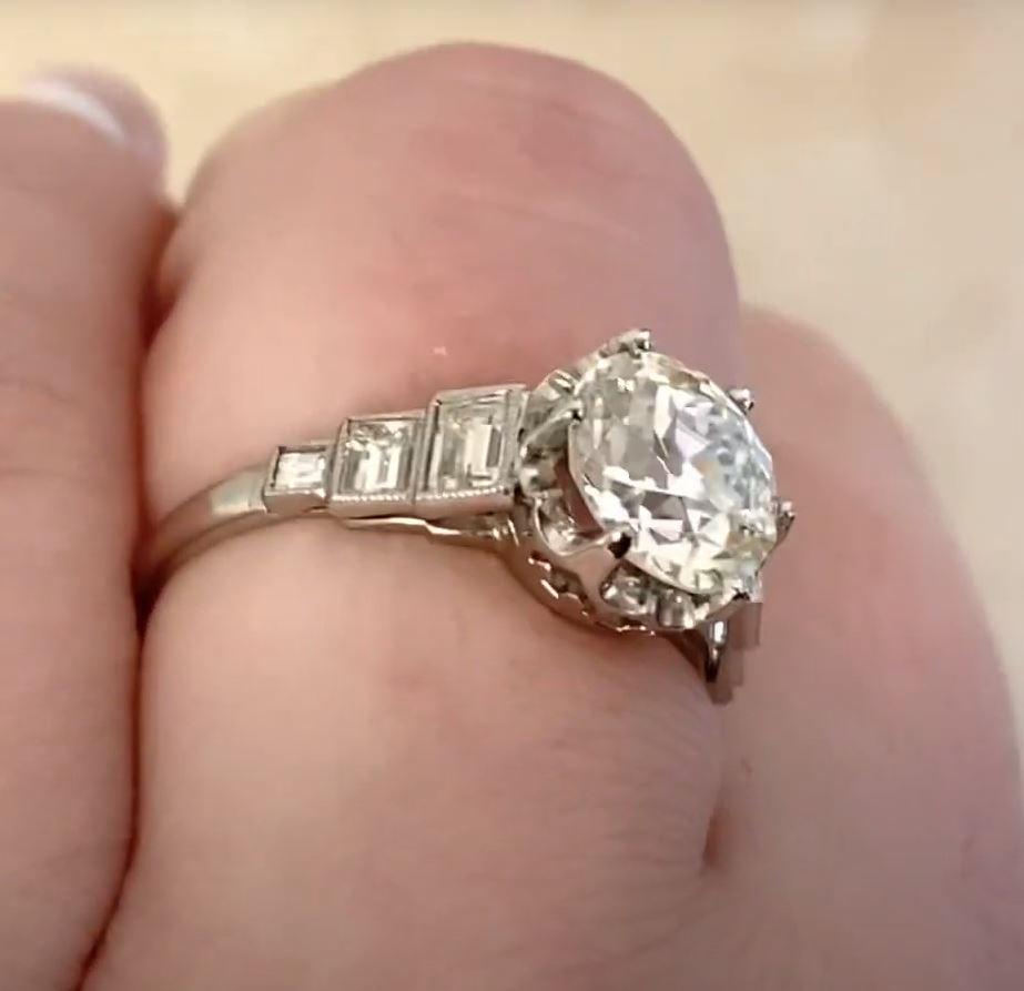 Antique GIA 1.83ct Old European Cut Diamond Engagement Ring, Platinum For Sale 1