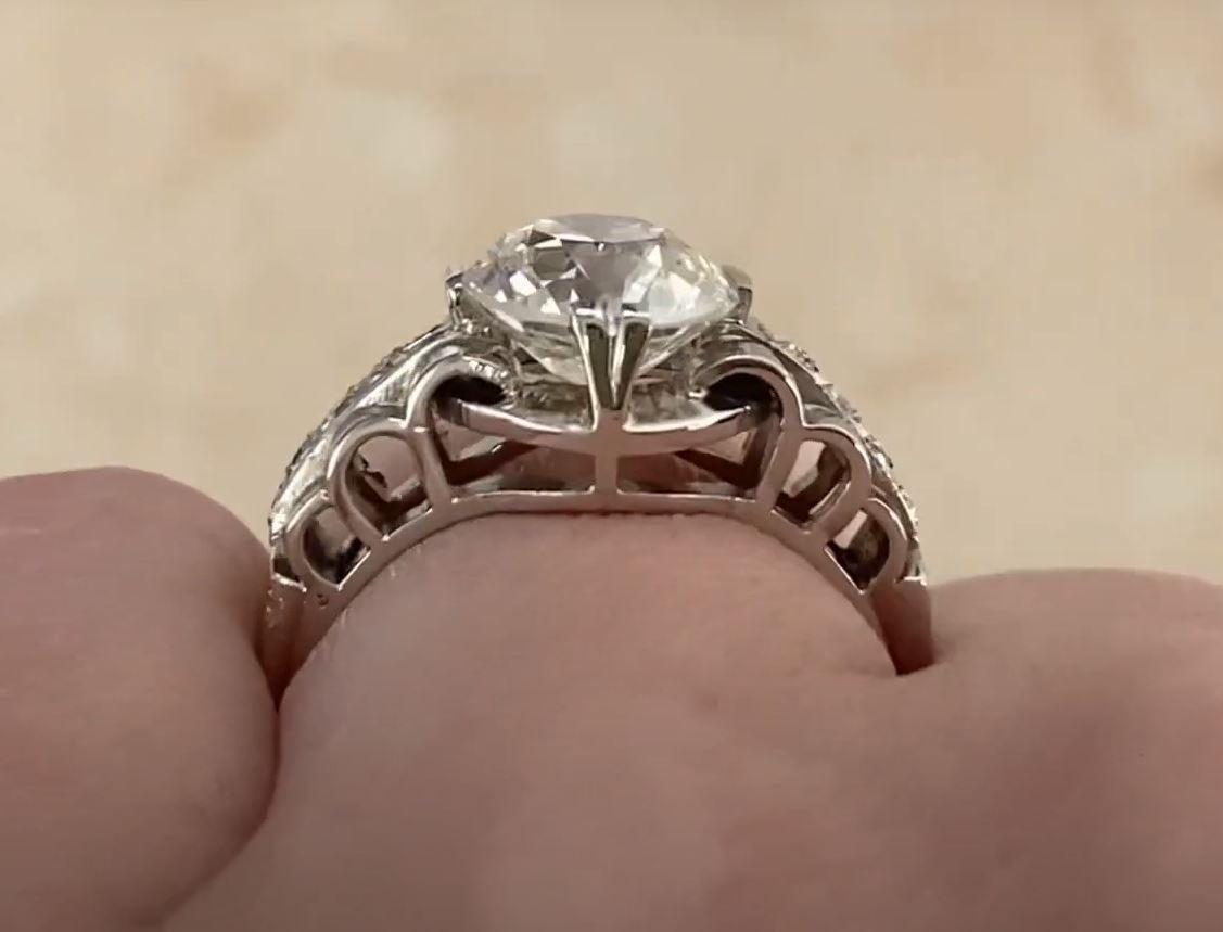 Antique GIA 2.27ct Old European Cut Diamond Engagement Ring, Platinum, Circa1925 For Sale 3