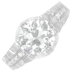 Bague de fiançailles ancienne en platine, GIA, 2,27ct, diamant taille européenne, Circa1925