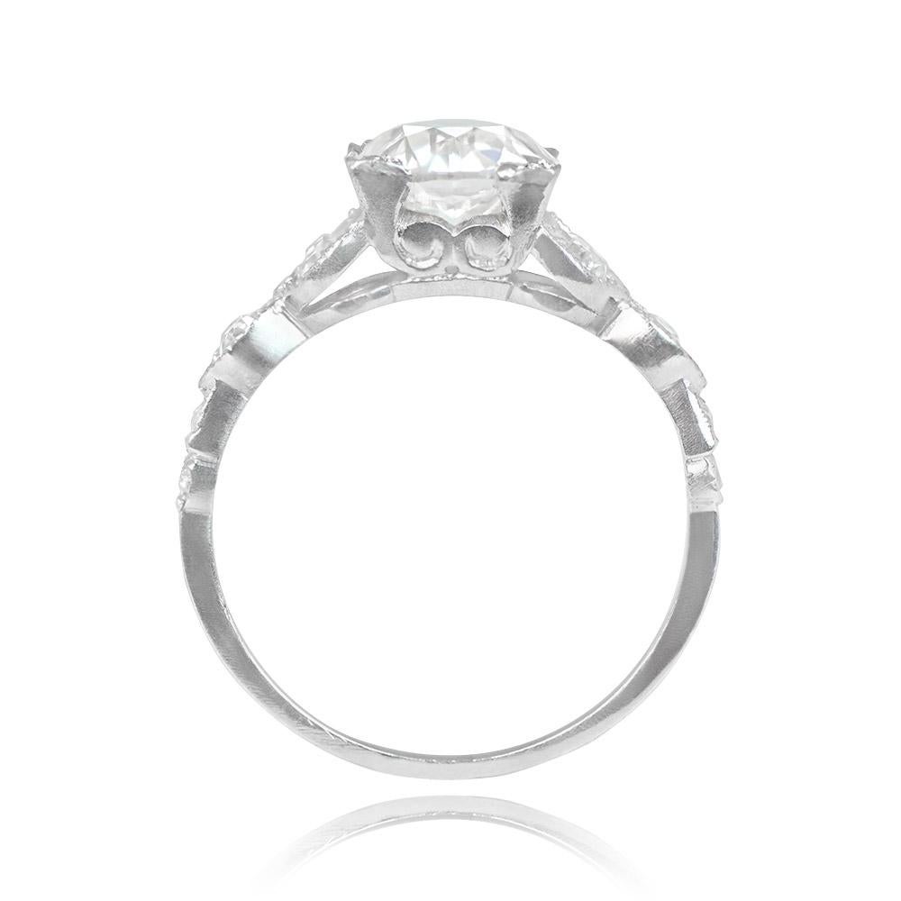 Antique GIA 2.64ct Old European Cut Diamond Engagement Ring, Platinum, Circa1905 In Excellent Condition For Sale In New York, NY