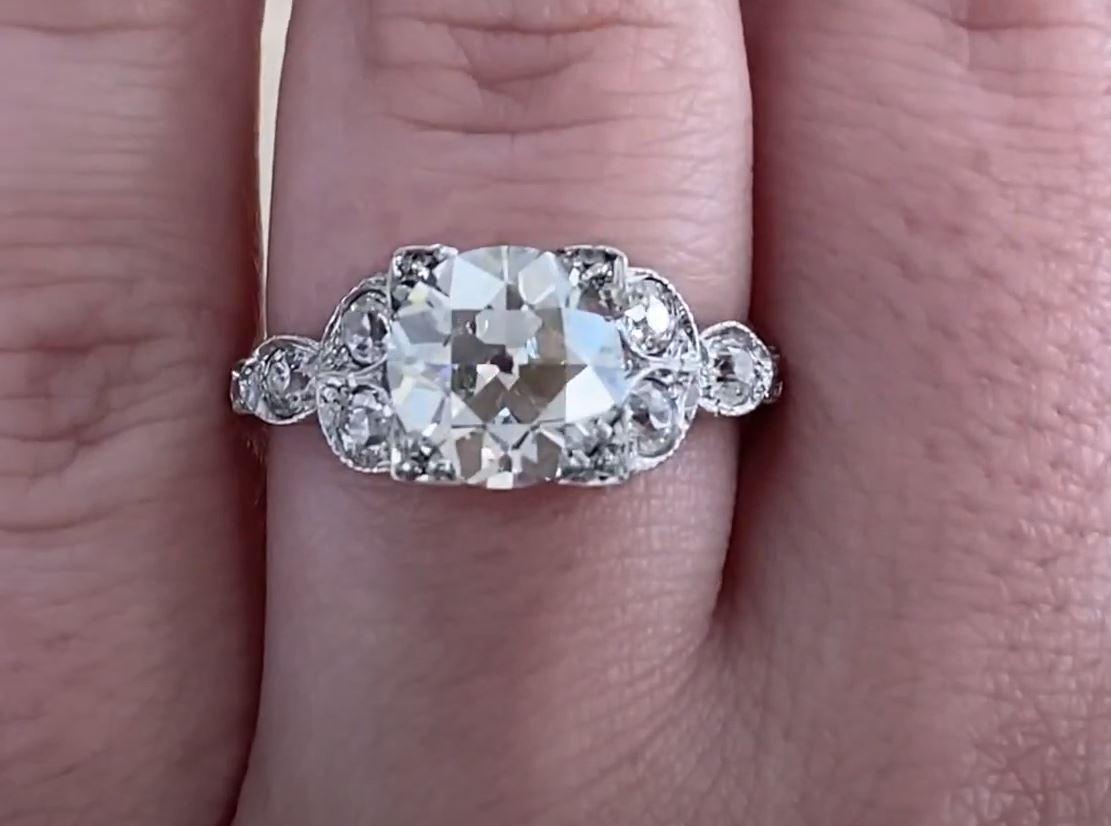 Women's Antique GIA 2.64ct Old European Cut Diamond Engagement Ring, Platinum, Circa1905 For Sale
