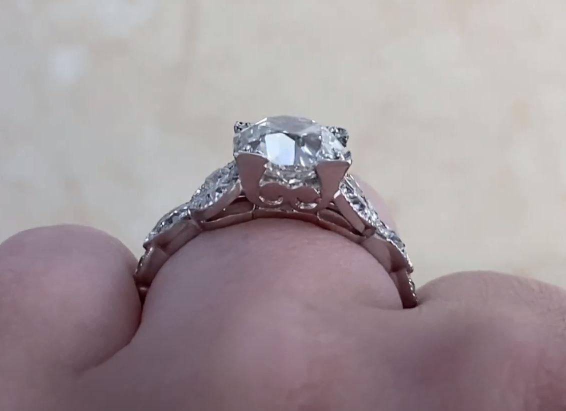 Antique GIA 2.64ct Old European Cut Diamond Engagement Ring, Platinum, Circa1905 For Sale 3