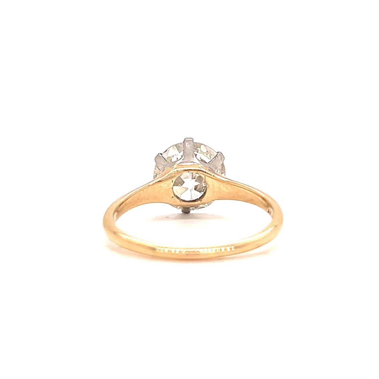 Antique GIA 2.74 Carats Diamond Yellow Gold Solitaire Engagement Ring 1