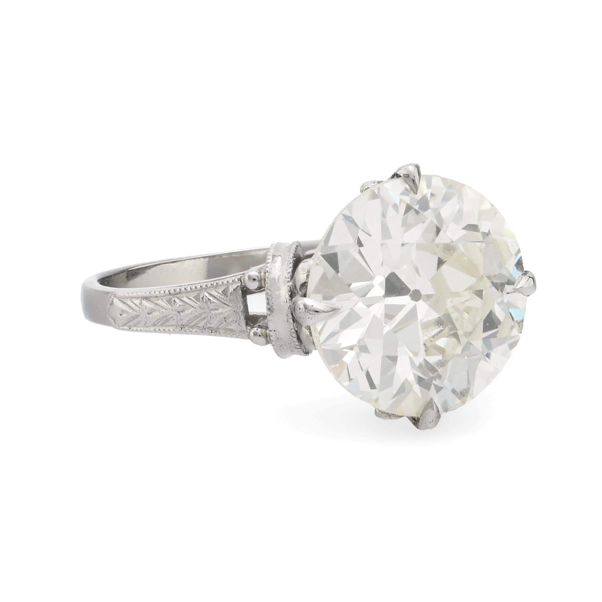 Victorian Antique GIA 2.88 carat old European cut diamond 9k white gold engagement ring