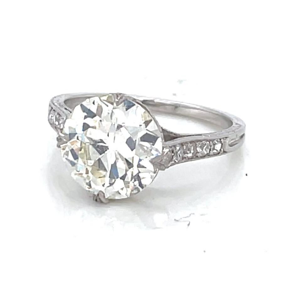 Women's or Men's Antique GIA 2.89 Carat Old European Cut Diamond Platinum Engagement Ring