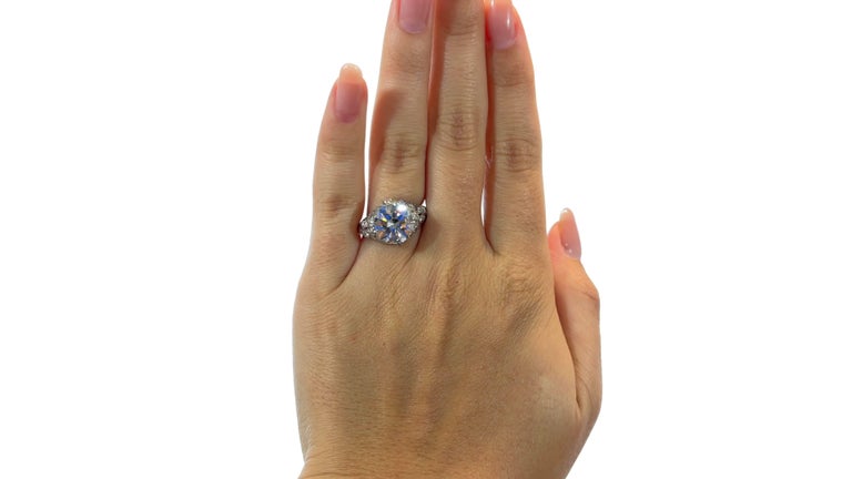 Edwardian Antique GIA 3.65 Carat Old European Cut Diamond Platinum Engagement Ring