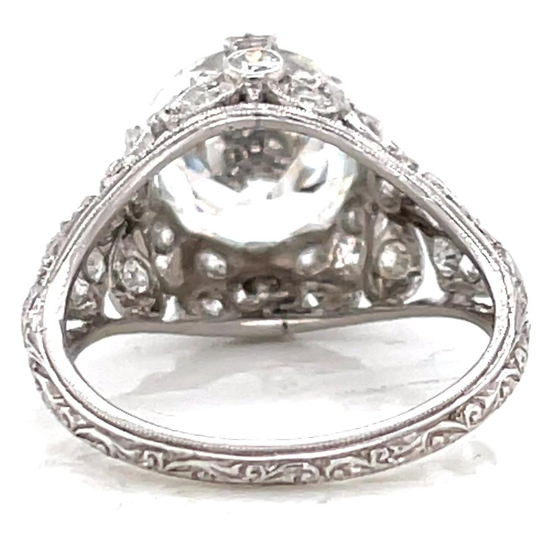 Antique GIA 3.65 Carat Old European Cut Diamond Platinum Engagement Ring 1