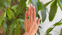 Antique GIA 4.00 Carat Colombian Emerald Diamond 18K Yellow Gold Cluster Ring
