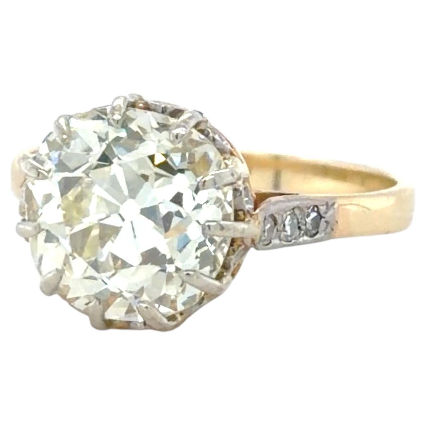 Antique, GIA 4.04 Carat Old Mine Brilliant Cut Diamond Engagement Ring