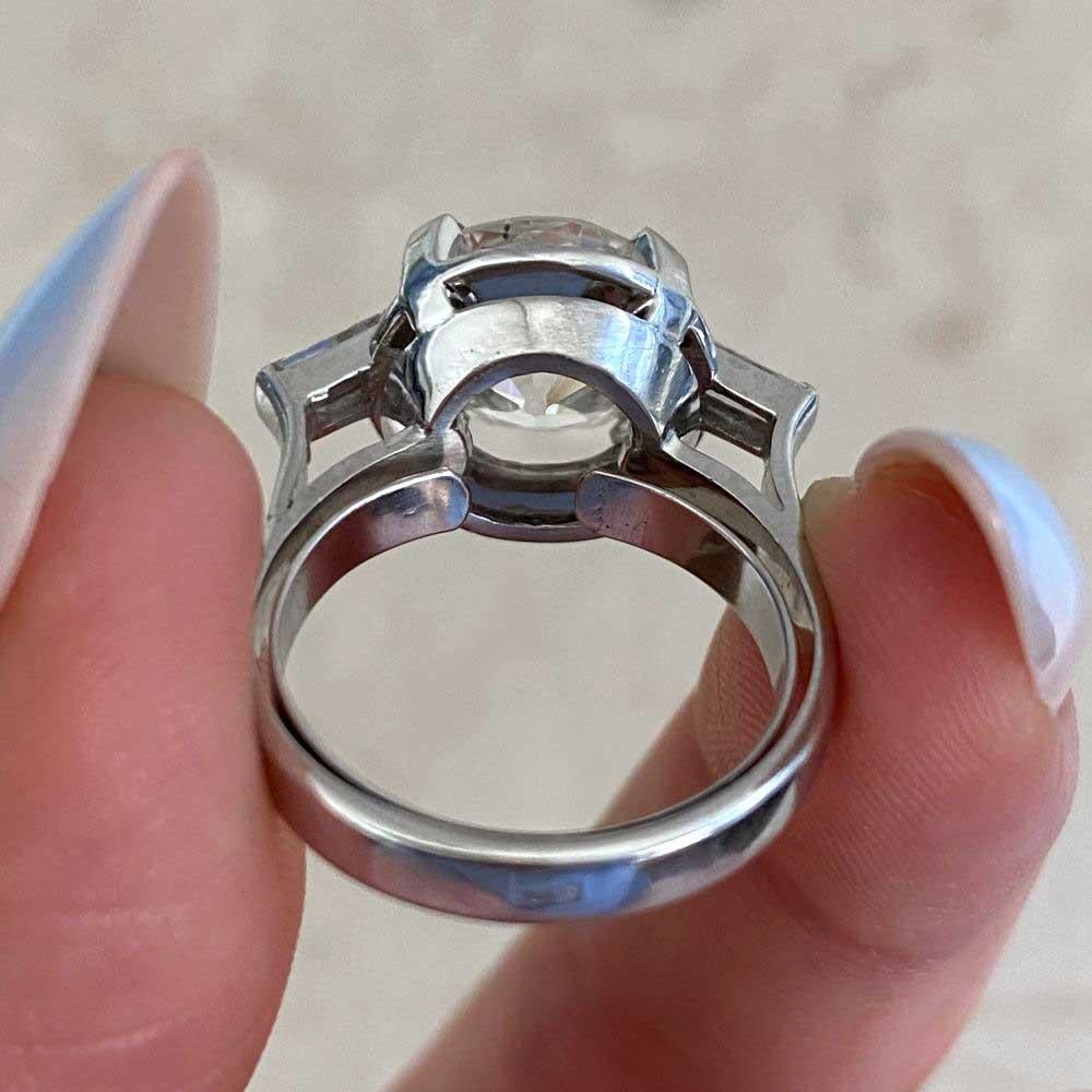 Antique GIA 4.30ct Old European Cut Diamond Engagement Ring, Platinum For Sale 6