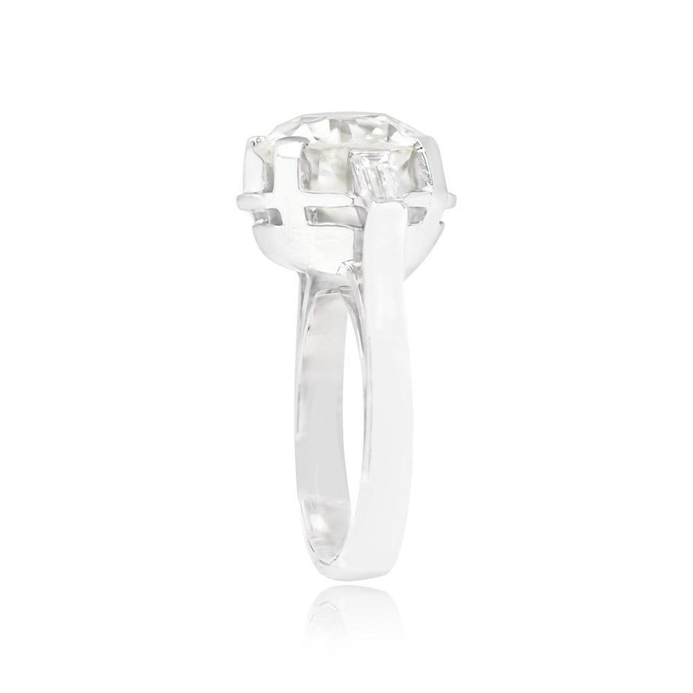 Art Deco Antique GIA 4.30ct Old European Cut Diamond Engagement Ring, Platinum For Sale