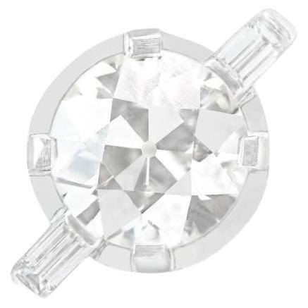 Antique GIA 4.30ct Old European Cut Diamond Engagement Ring, Platinum For Sale