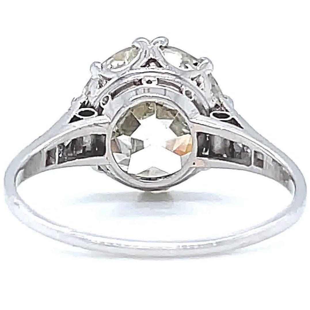 Women's or Men's Antique GIA 5.68ct Old European Cut Diamond Engagement Ring Platinum