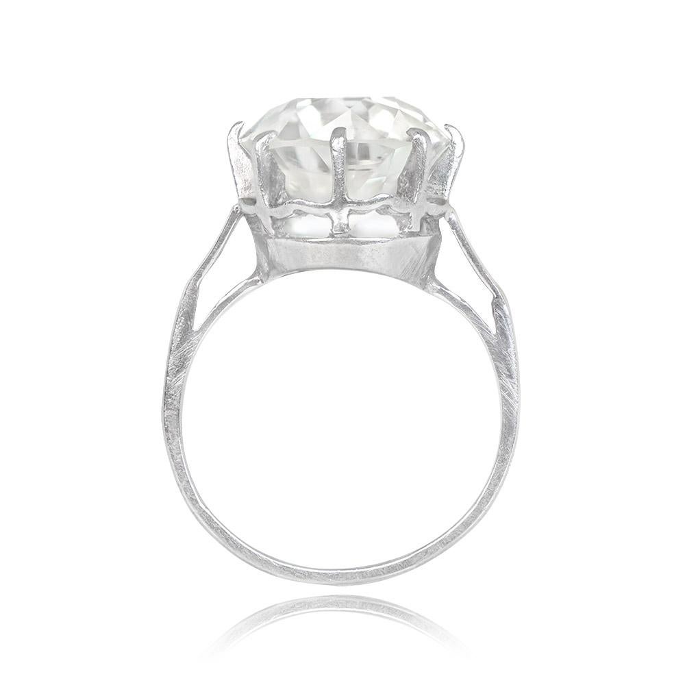 Antique GIA 6.79ct Old European Cut Solitaire Engagement Ring, Platinum In Excellent Condition For Sale In New York, NY
