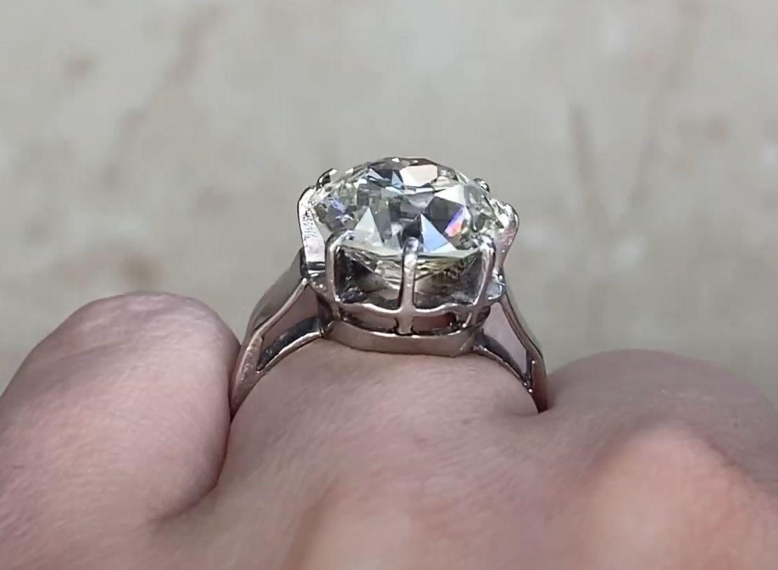 Antique GIA 6.79ct Old European Cut Solitaire Engagement Ring, Platinum For Sale 3
