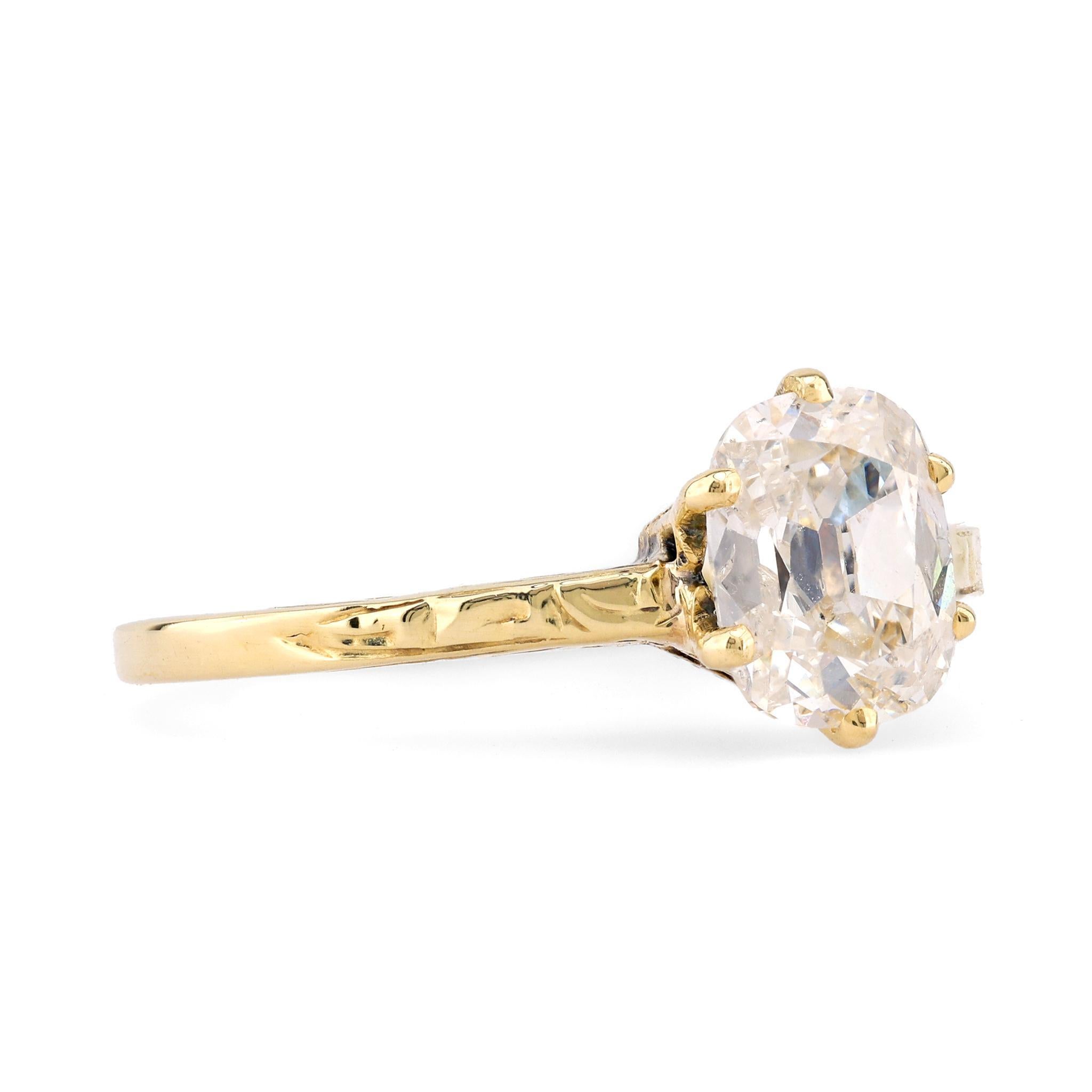Victorian Antique GIA .80 Carat Cushion Cut Diamond 14K Yellow Gold Engagement Ring