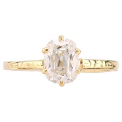 Antiquities GIA .80 Carat Cushion Cut Diamond 14K Yellow Gold Engagement Ring