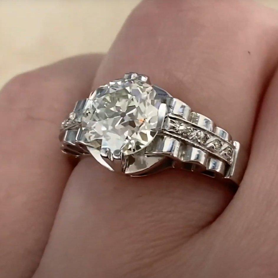 Antiker (GIA ca. 2,20 Karat) Diamantring mit alteuropäischem Schliff, Platin Damen im Angebot