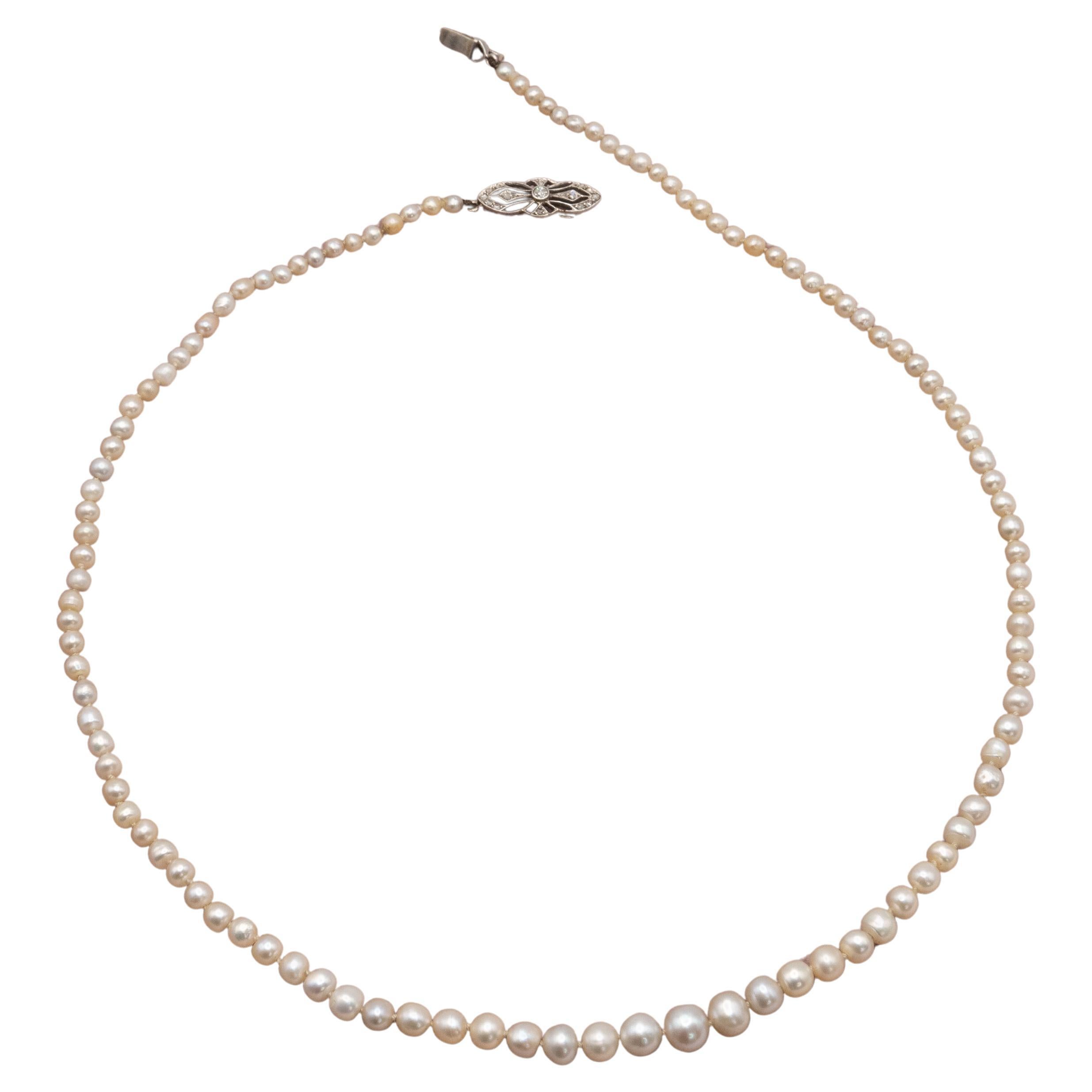 Antiguo collar de diamantes con perlas naturales certificado GIA 109