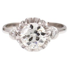 Antique GIA Certified 1.27ct Old European Cut Diamond Solitaire Engagement Ring