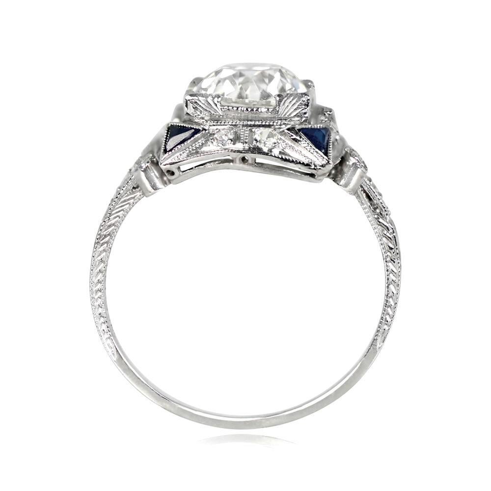 Art Deco Antique GIA-Certified 1.64 Carat Euro-Cut Diamond Ring, Platinum For Sale