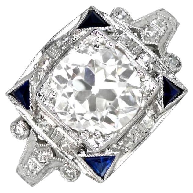 Antique GIA-Certified 1.64 Carat Euro-Cut Diamond Ring, Platinum For Sale