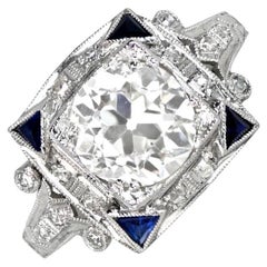 Antique GIA-Certified 1.64 Carat Euro-Cut Diamond Ring, Platinum