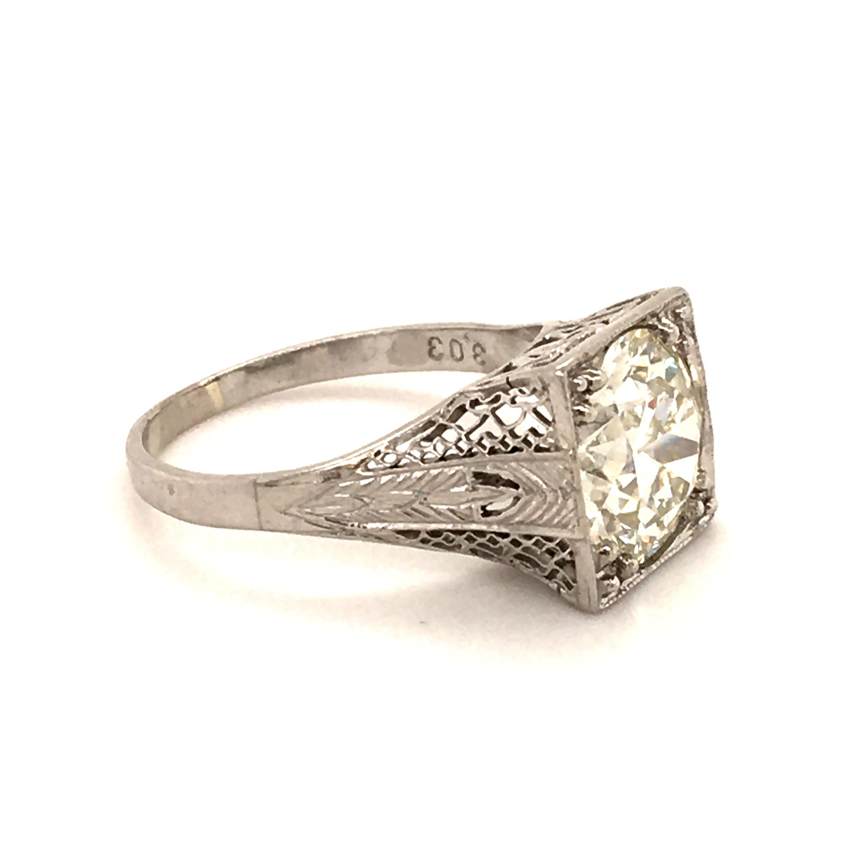 Art Deco Antique GIA Certified Old Cut Diamond Ring in Platinum