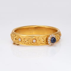 Antique GIA No Heat Sapphire Diamond Bracelet 19k Yellow Gold Leitao & Irmao