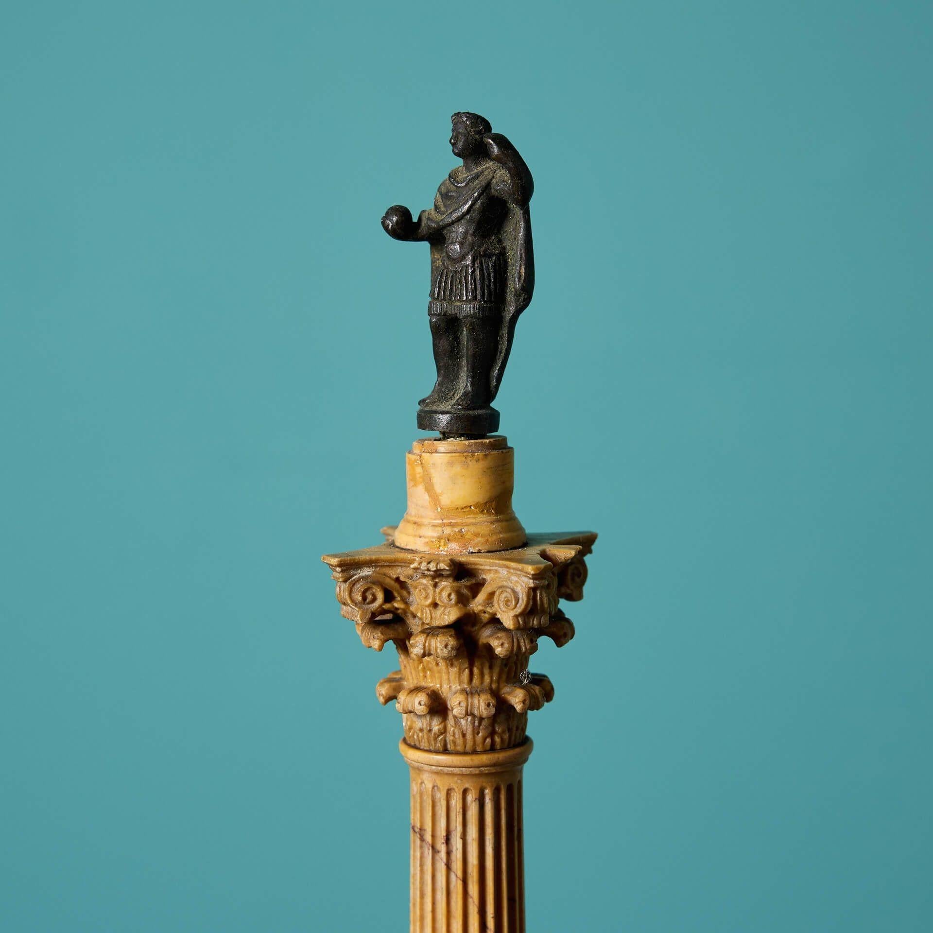 Italian Antique Giallo Antico Marble Grand Tour Column of Phocas For Sale