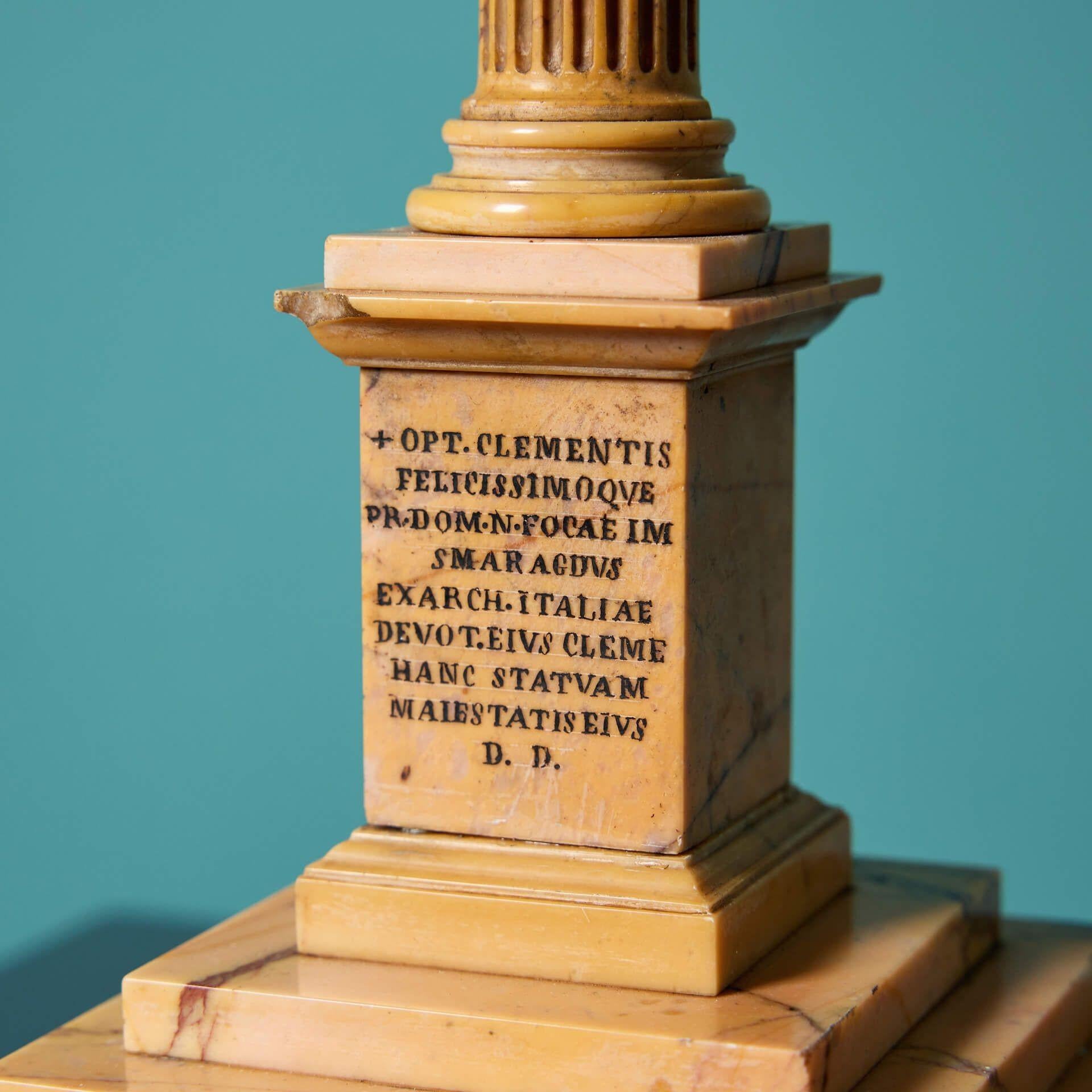 19th Century Antique Giallo Antico Marble Grand Tour Column of Phocas For Sale