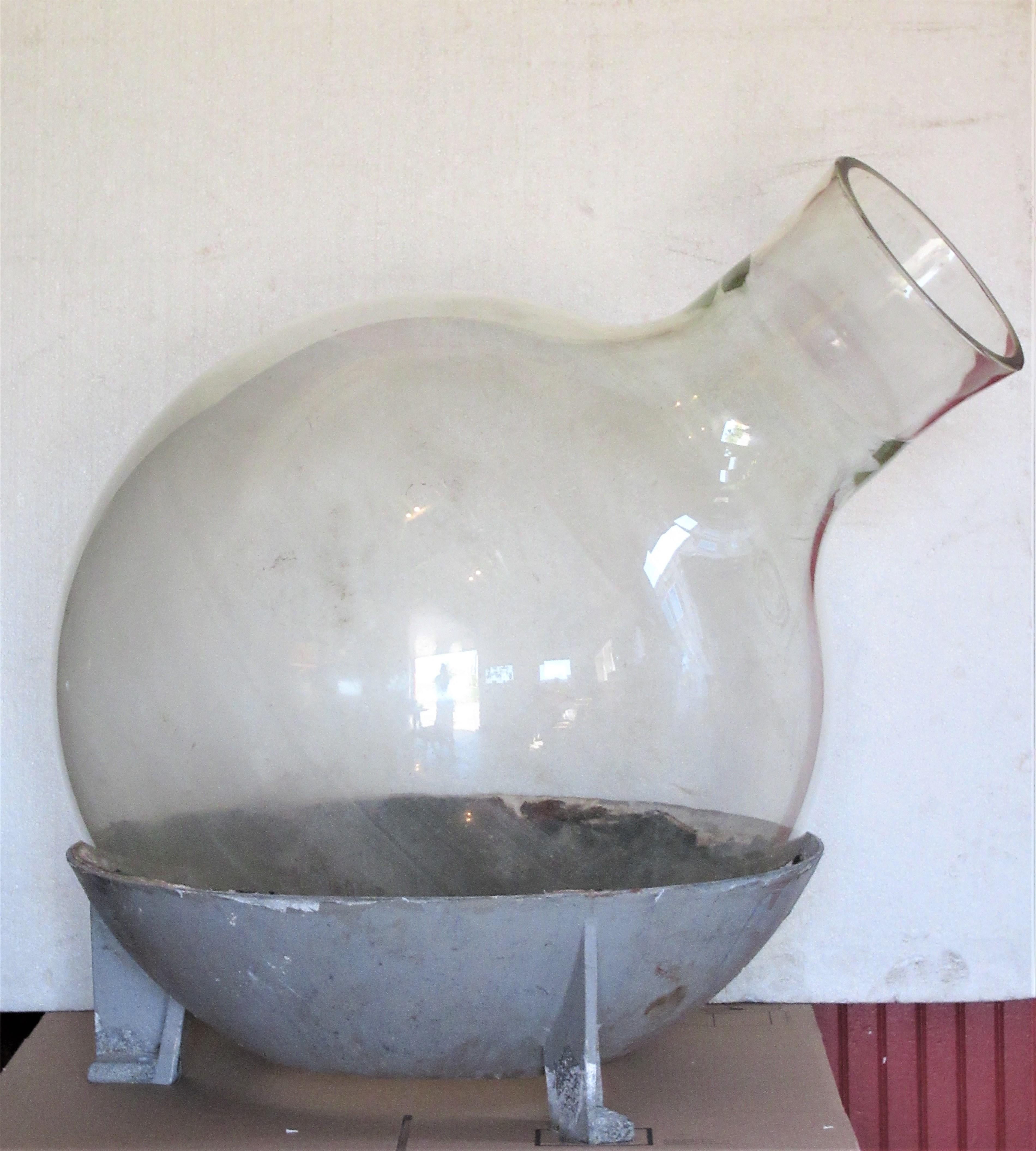Antique Giant Sized Industrial Glass Laboratory Bottle with Stand 3