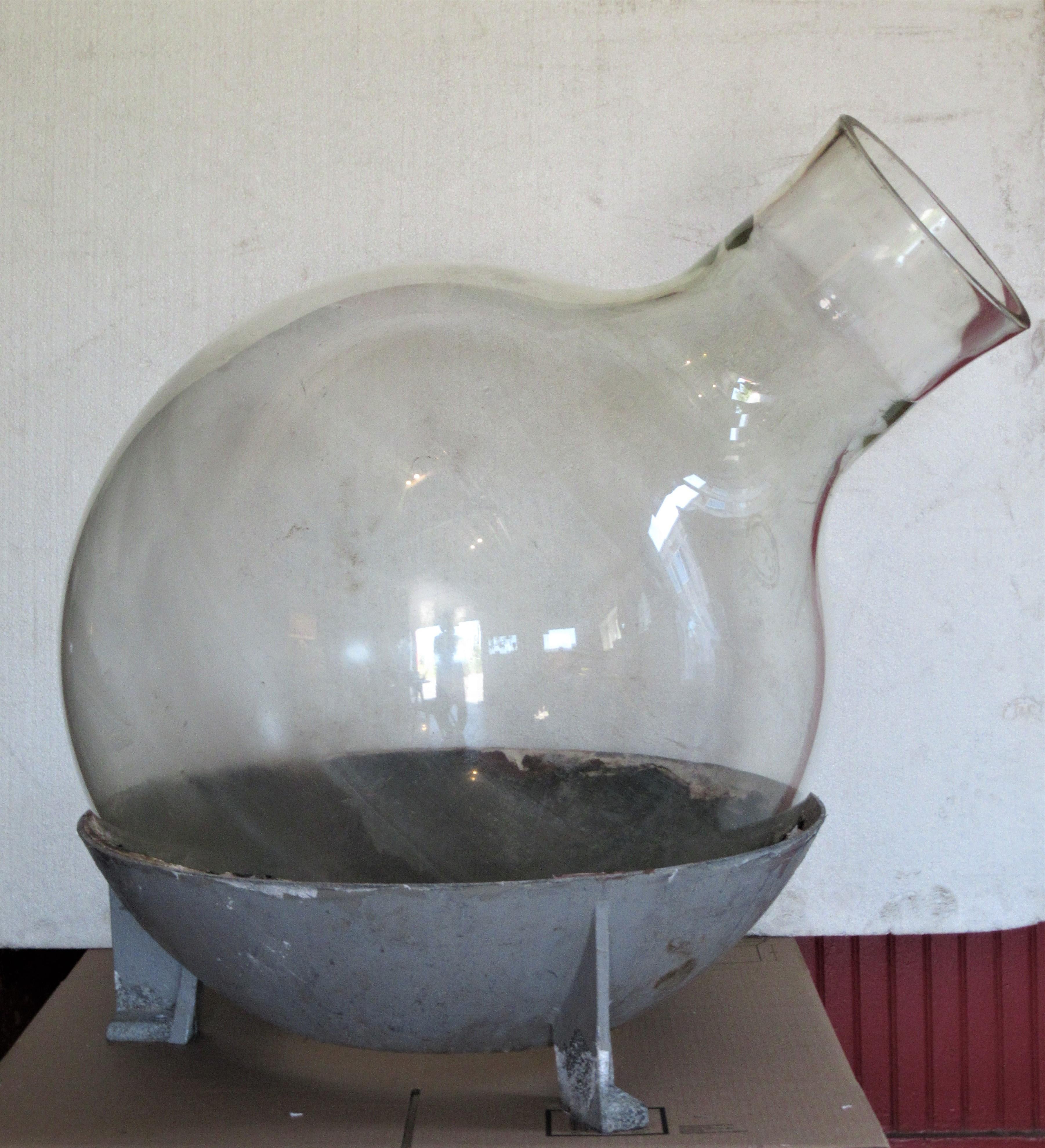 American Antique Giant Sized Industrial Glass Laboratory Bottle with Stand