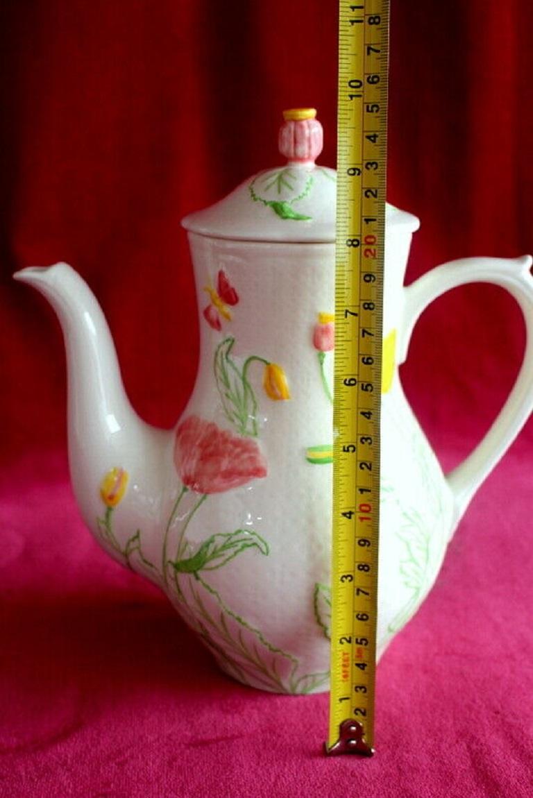Antique Gien French Porcelain Coffee Pot Ceramic Flowers Fine China For Sale 4
