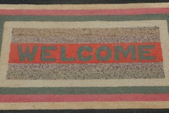 Antique Gift-Sized Hooked Welcome Rug with Polychromatic Borders - Rug & Kilim