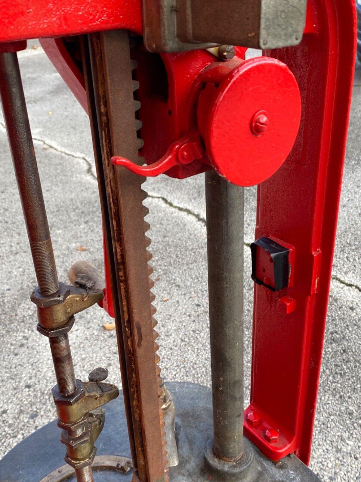 Metal Antique Gilbert & Barker Red Self Measuring Type 208 Vintage Curbside Gas Pump For Sale