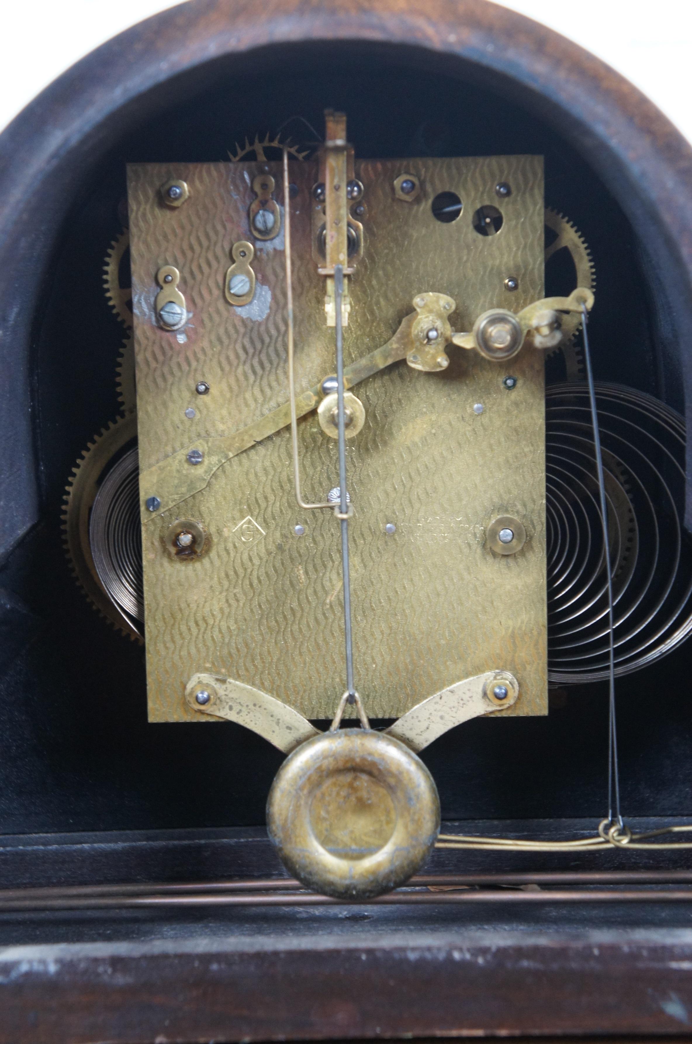 Antique Gilbert Humpback Tambour 8 Day Chiming Mantel Clock 22