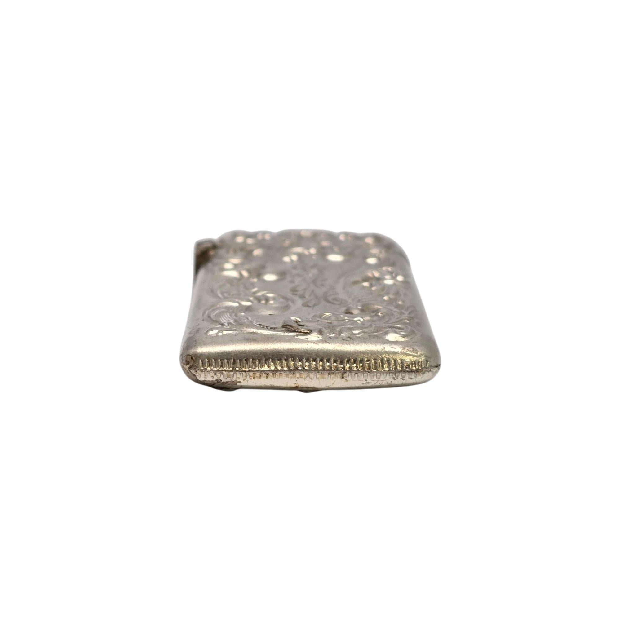Antique Gilbert Sterling Silver Match Safe Vesta Case with Monogram #21300 In Good Condition For Sale In Washington Depot, CT