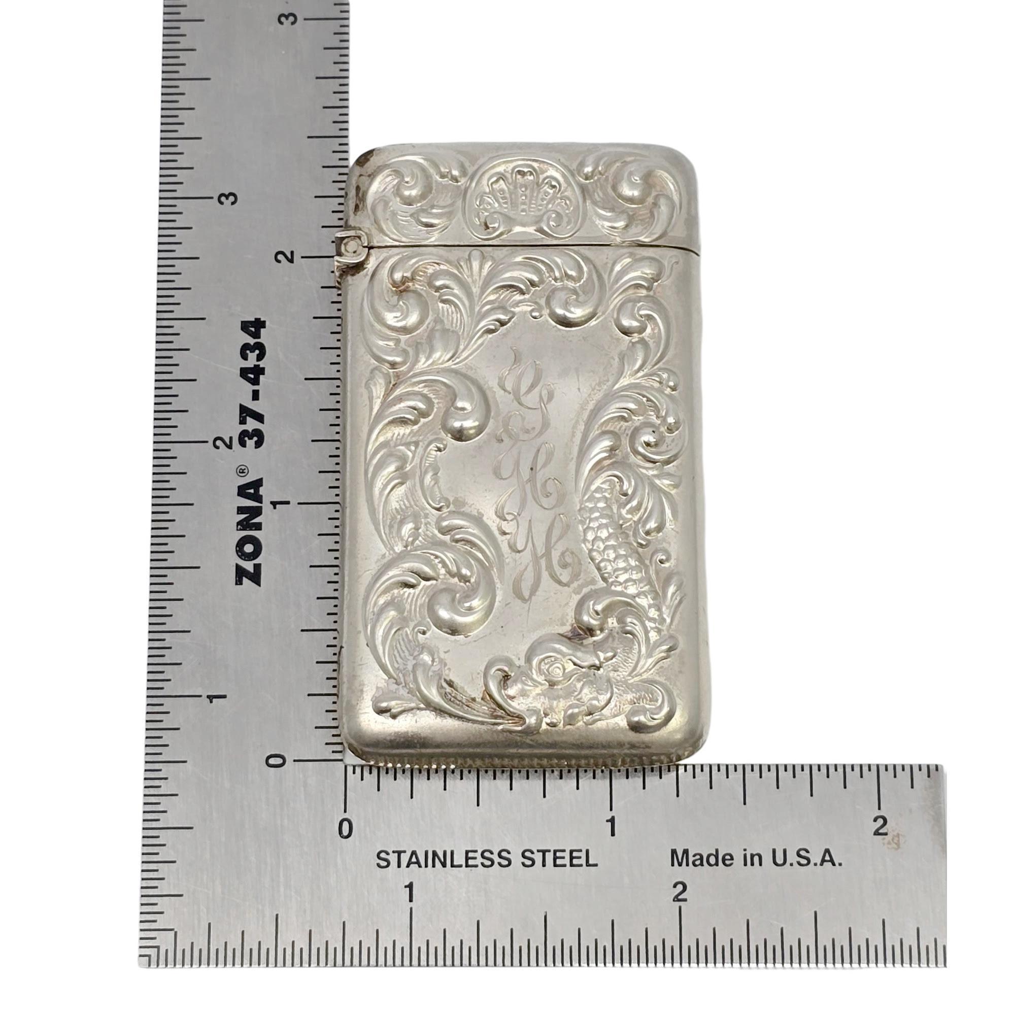 Antique Gilbert Sterling Silver Match Safe Vesta Case with Monogram #21300 For Sale 4
