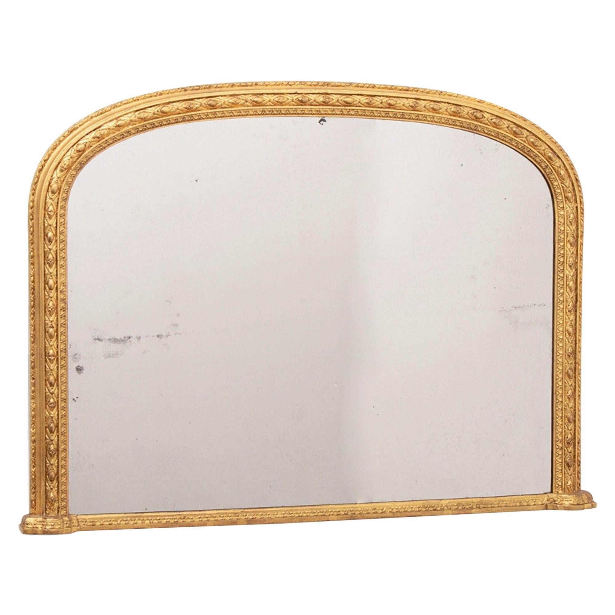 Antique Gilded 19th Century Overmantle wall Mirror
