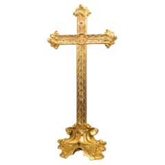 Antique Gilded Bronze French Crucifix