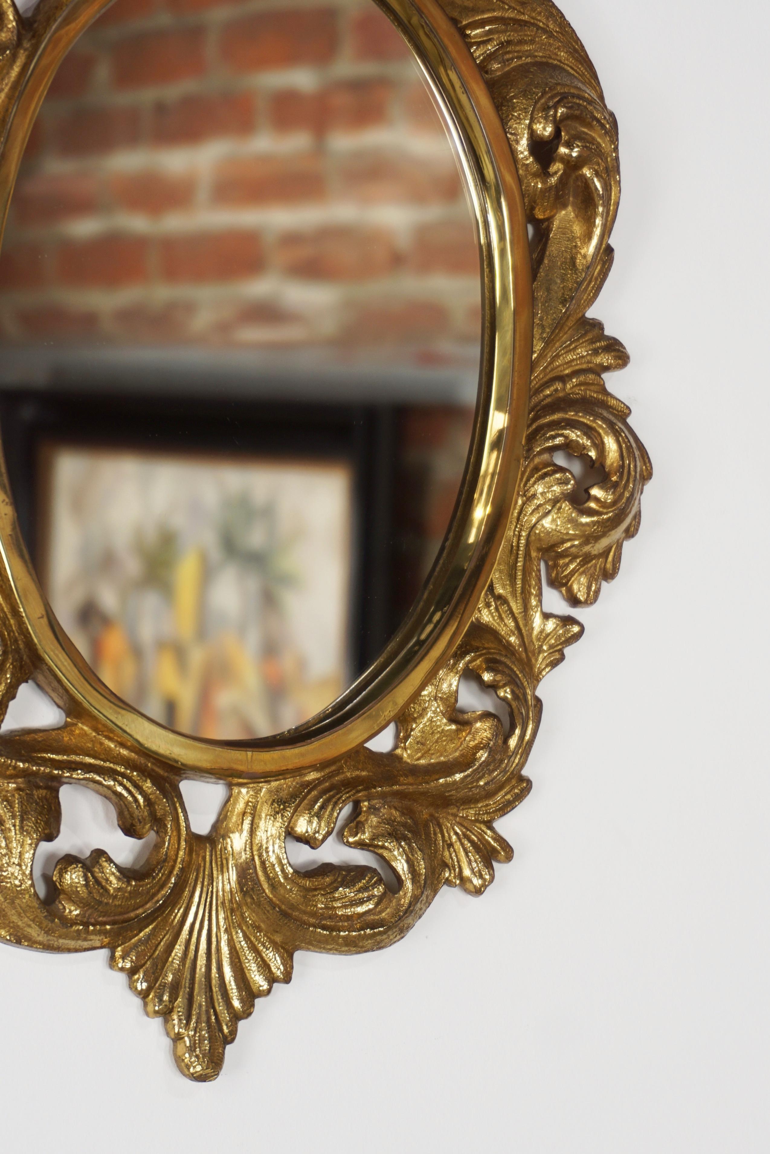 Antique Gilded Bronze Regency and Rocaille French Mirror In Excellent Condition In Tourcoing, FR