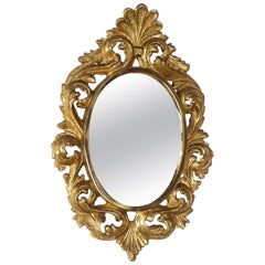 Antique Gilded Bronze Regency and Rocaille French Mirror