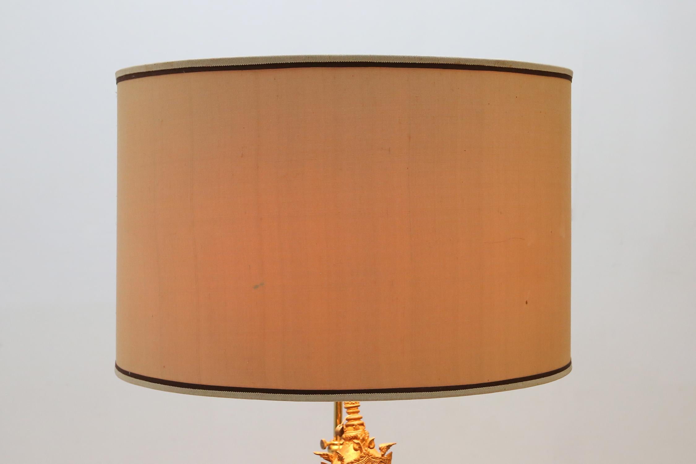 Hollywood Regency Antique Gilded Bronze Seated Buddha Table Lamp
