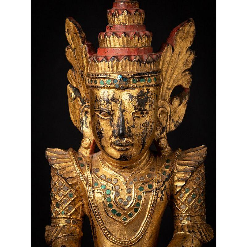 Antique Gilded Burmese Buddha Statue from Burma For Sale 5