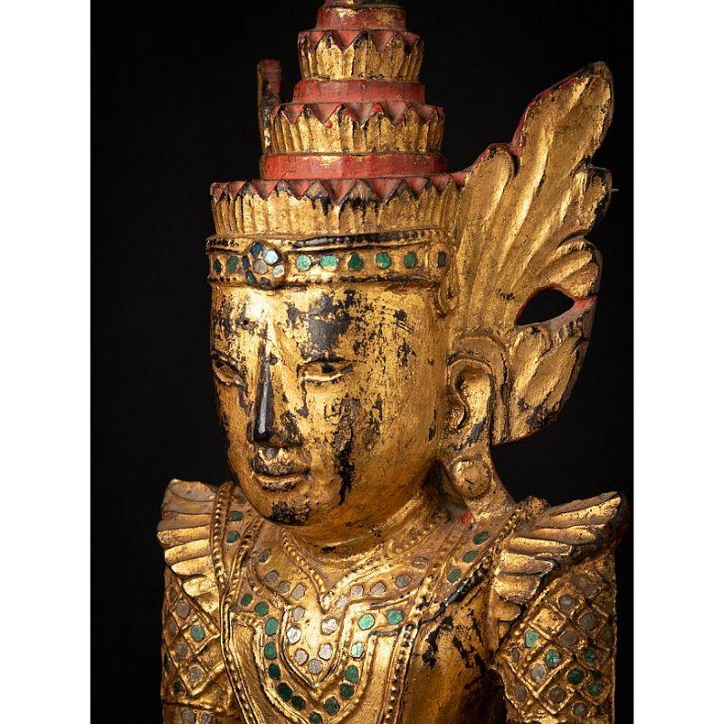 Antique Gilded Burmese Buddha Statue from Burma For Sale 7